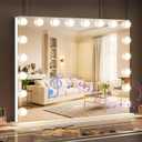 VANITII Hollywood Vanity Mirror with RGB Lights Tempered Glass Light Up Makeup Mirror with 18 Dimmable LED Bulbs 3 Color Lighting Modes Smart Touch 10X Magnification for Bedroom