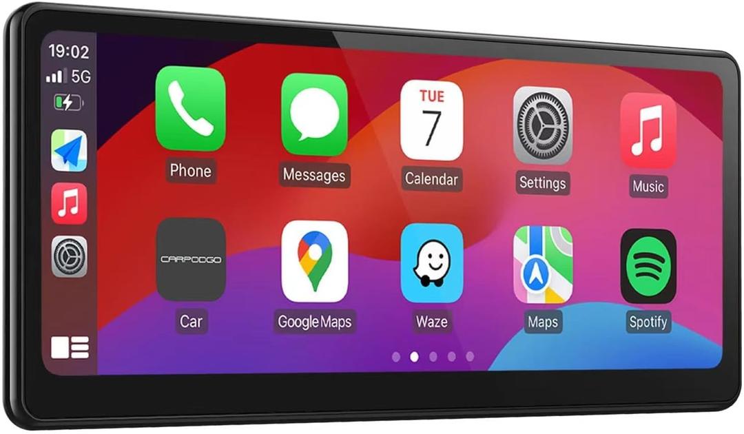 [2026 Fully Laminated Screen] CarpodGo T3 Pro Portable 60fps Wireless Carplay Android Auto,8.9 Inch 1920 * 720 IPS Touch Screen Car Stereo,Display-Only BT Mode Supports Steering Wheel Controls