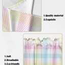 Happy Easter Swag Curtain Valance 36"x45" for Farmhouse Kitchen, Colorful Rainbow Plaid 2 Panels Rod Pocket Small Window Swag Valance Pair for Bedroom Living Room Bathroom Geometry Buffalo Checker