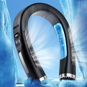 Portable Neck Cooling Fan 6000mah Rechargeable Personal Fans With 2 Cooling Plates Neck Fan Blowing Cold Air, 360  Air Outlet Low Noise 3 Speed Ccooling/Heating hands Free Fan (Black)