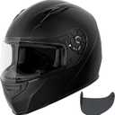 VCAN VX Lightweight Full Face Motorcycle Street Bike Helmet with Extra Tinted Visor, Coolmax Technology & OTG Ready, DOT Approved, Black Large