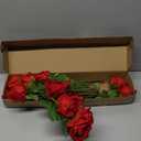 12PCS Realistic Red Silk Roses Bouquet, Artificial Flowers Fake Long Stem Roses, Fake Red Roses for Mother's Day, Home Decor & Wedding