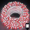 KNONEW 197FT 500 LED Christmas Lights Outdoor String Lights 8 Modes & Memory Fairy Light Plug in Waterproof LED String Lights for Xmas Yard Tree Wedding Party Holiday Decorations (Red and White)
