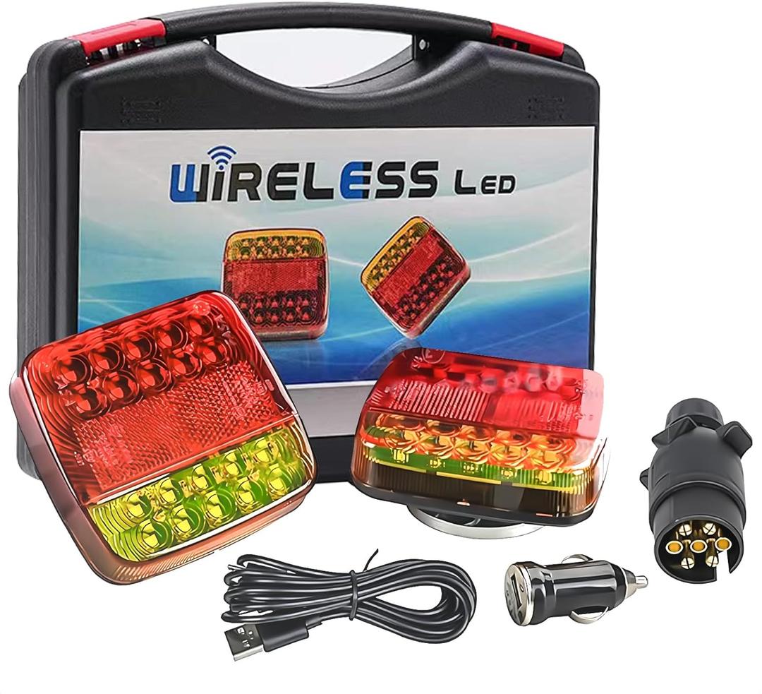 Wireless LED Rear Lights for Trailer, Wireless Trailer Light, Wireless Trailer Lights, Magnetic Mounts, Wireless Trailer Light for Trailers, Trucks, Caravans or Trucks