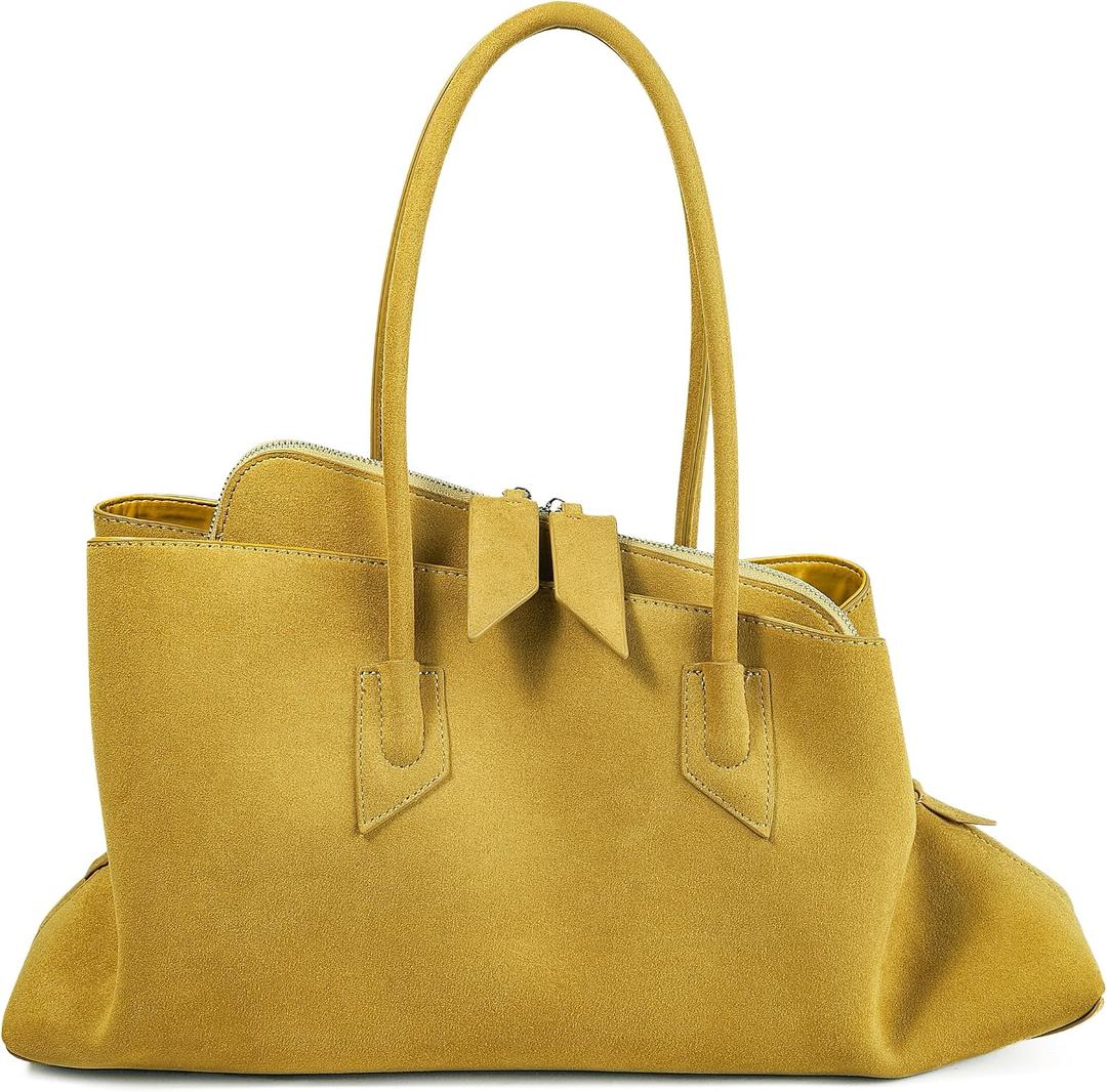 Bevel Edge Suede Large Tote for Women Suede Hobo Bags Retro Shoulder Handbags Purses for Work Travel