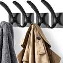 Self Adhesive Towel Hooks, Matte Black Metal Hooks,Waterproof Stainless Steel Hanger Coat Hooks for Hanging Coat,Towels, Bath Robe in Bathroom Kitchen Home