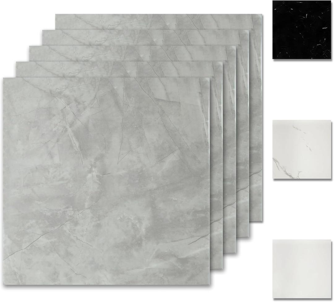 10 Sheets Peel and Stick Backsplash, 11.8"x11.8" Stick on Backsplash Tile Stickers Self Adhesive Backsplash Tile for Kitchen Bathroom Laundry Room (Gray Marble)