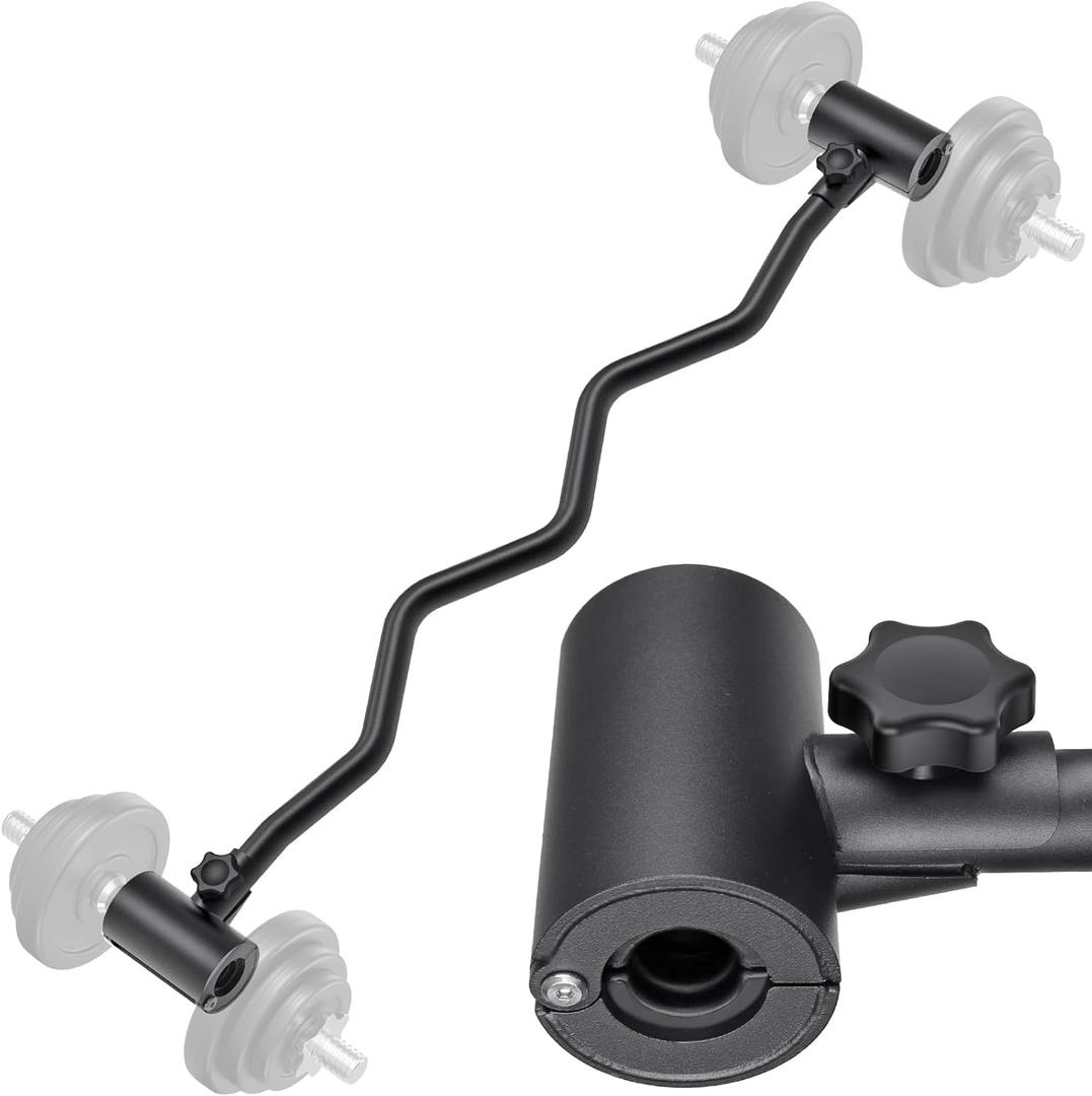 Kipika Dumbbell to Barbell Converter, Versatile Adjustable Weight Lifting Bar for Home Gym, Durable Steel Barbell Bar with Foam-Lined Clamps. Fits Standard Dumbbells, Up to 100 lbs per Side