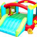 Bounce House, Inflatable Bouncer with Air Blower, Kids Slide Jumping Castle with Slide, Ball Pit and Dart Target Game, 143x137x68 Inch