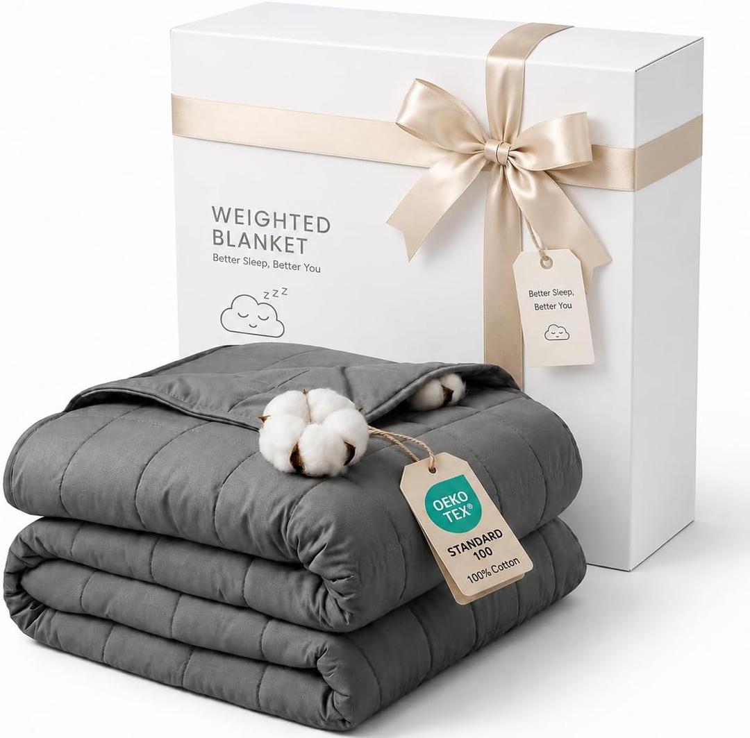 Weighted Blanket for Adults Soft Heavy Blanket Perfect Sleeping Twin Size Breathable Cotton Weighted Blanket for All-Season Sleep & Warmth for 140-160 lbs Machine Washable (80‘x60’ 20lbs Twin Size), 60''x80'' 20 lbs