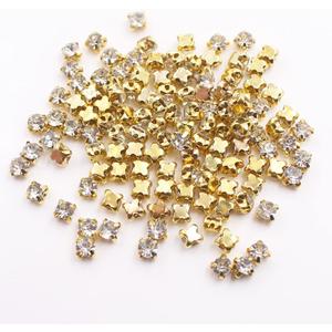 1250pcs 4mm Gold Sew On Rhinestones Trim Claw Rinestones Shiny Crystals Stones Beads Sewing Rhinestone for Clothes Sewing Accessories (4mm 1250pcs)