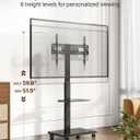 Steel Base Rolling TV Stand with Power Outlet for 32-75 inch TVs up to 110 lbs, Leveling & Tilt & Swivel Mobile TV Stand with Hidden Wire Management, Height Adjustable Portable Tv Stand, Black