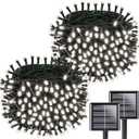 Upgrade 2Pack 200LED Solar String Lights for Outside, 66FT Solar Christmas String Lights Outdoor with 8 Modes, IP65 Waterproof Outdoor Twinkle Light, Garden Xmas Tree Christmas Decoration, Cool White