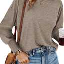 Dokotoo Womens Tops Long Sleeve Tops Shirts 2025 Spring Trendy Business Work Loose Basic T-Shirts (S)