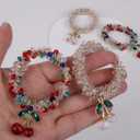 3 x 4PCS Cherry Hair Elastics for Girls-Colorful Crystal Stretch Hair Ties With Beads Ponytail Holders for Women