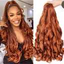 WIPPORYA Ginger French Curl Braiding Hair 24 Inch Soft Ginger Braiding Hair Pre Stretched Loose Wave Bouncy 100g/pack Yaki Crochet Hair for Black Women Hair Extensions for Braids (#350)