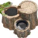 Reptile Water Fountain with Food Dish Terrarium Drinking Fountain for Bearded Dragon, Gecko, Chameleon, Lizard, Tree Frog & Turtle Keeps Water Clear, Easy to Use Water Dispenser