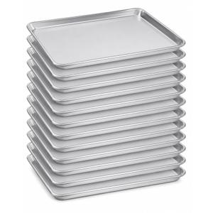 New Star Foodservice Commercial-Grade 18-Gauge Aluminum Sheet Pan/Bun Pan, Half Size, 13 x 18 x 1 Inch, Pack of 12