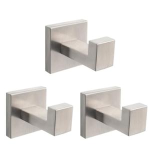NearMoon Bath Towel Hooks -SUS304 Stainless Steel Square Clothes Robe Hooks Hanger, Heavy Duty Coat Hooks for Bathroom Livingroom Hotel Kitchen Garage, Wall Mounted - 3 Pack (Brushed Nickel)