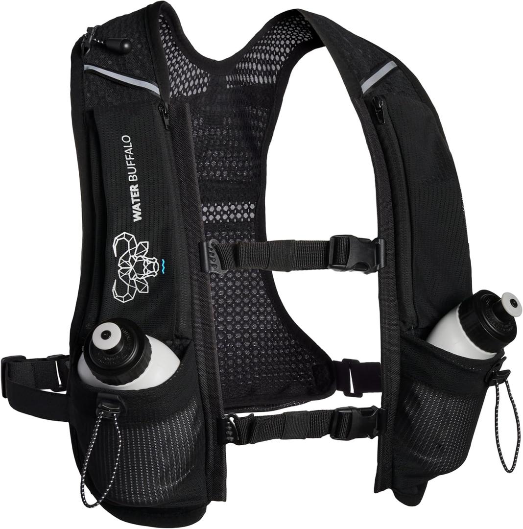 Water Buffalo Hydration Running Vest - Quiver Hydration Vest - Running Hydration Vest with Dual Water Bottles - Lightweight Water Backpack for Running, (Regular, Onyx Trail)