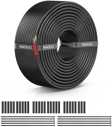 NAOEVO 20 Gauge Wire 2 Conductor Electrical Wire, 20 AWG Stranded PVC Cord, 12V Low Voltage/Tinned Copper/Flexible Cable for Automotive Wiring, Lamp Cord, Marine Cable (50FT)