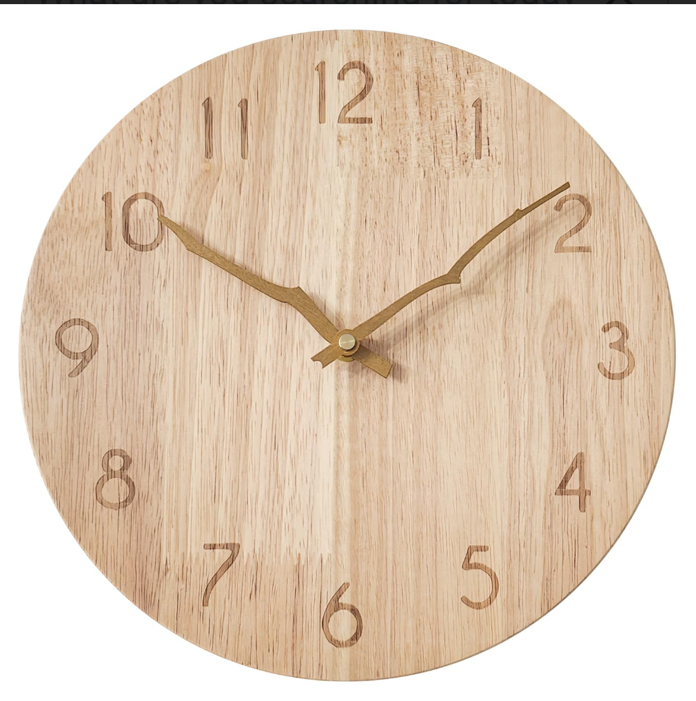 SCOAGE Vintage Wood Wall Clock Arabic Numerals Silent Retro Wooden Analog Wall Clocks Battery Operated Non-Ticking Outside Clock Decorative for Living Room Fireplace Farmhouse Kitchen Patio 14 Inch