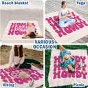 Pink Cowgirl Howdy Pocket Picnic Blankets, Preppy Western Mini Beach Camping Blanket Waterproof Sandproof, Trendy RV Outdoor Blanket Mat Gifts for Cowgirls Camper Campsite Dorm Travel 55x60in