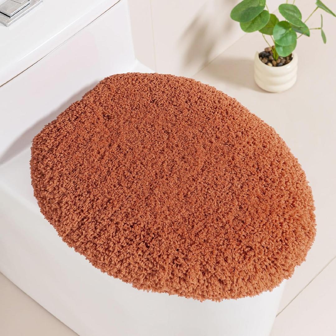 Microfiber Toilet Lid Cover, 19.5"x15" Machine Washable Toilet Seat Covers, Soft Absorbent Toilet Seat Lid Cover, Only Fit Elongated Toilet Seat