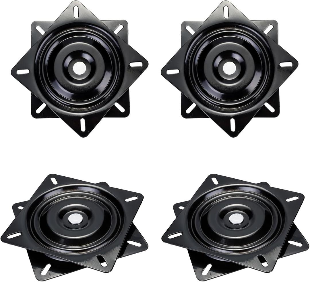 4 Pack 7 Inch Boat Seat Swivel, Heavy Duty Bar Stool Swivel Replacement for Recliner Chair, Square Swivel Furniture Replacement Ball Bearing Seat Swivel Base