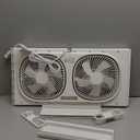 shinic 9" Twin Window Fan with 180+90 Rotatable Fans, 2-Speeds, Vertical Window Fan with Rigid & Accordion Expanders, Width Adjustable (21.65" to 33.27"), Ideal for Home, Kitchen, Bedroom, Office