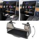 for Tesla Model Y/3 Under Screen Storage Shelf Organizer Tray Box Open-Close Hidden Center Console Organizer for Tesla Model 3 Model Y Accessories (Transparent Black)