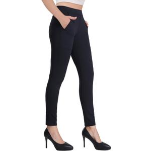 Bamans Dress Pants for Women Work Business Office Skinny Tummy Control Trousers Stretchy Formal Slacks (Black, M)