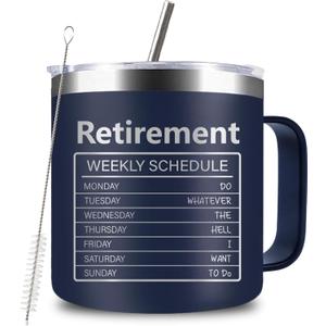 Happy Retirement Gifts for Men,14 Oz Funny Retirement Coffee Mug for Coworkers, Dad, Retired People, Friends, Teachers, Doctors, Boss, Dad, Funny Mug Xmas Present with Lids, Navy Blue
