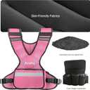 Adjustable Weighted Vest for Women & Men, 4-10lb/11-20lb/20-32lb Vest with 6 Ironsand Weights for Strength Training and Home Workout, Weight Vest with Reflective Strip for Running, Walking (Pink)