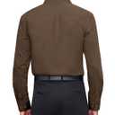 J.VER Men's Dress Shirts Stretch Stain Shield Long Sleeve Solid Formal Shirt Business Casual Button Down Shirts (Brown, L)