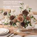 Ling's moment Artificial Flowers Fake Silk Roses Faux Foam Rose Combo for DIY Wedding Bouquets Centerpieces Arrangements Bridal Shower Party Home Decorations, Brown & Cream