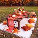 Irenare Fall Friendsgiving Picnic Set Thanksgiving Extra Large Outdoor Picnic Blanket with Waterproof Mat Autumn 6 Throw Pillow Covers 6 Napkins Woven Cotton Yarn 2 Table Runner 1 Table Cloth