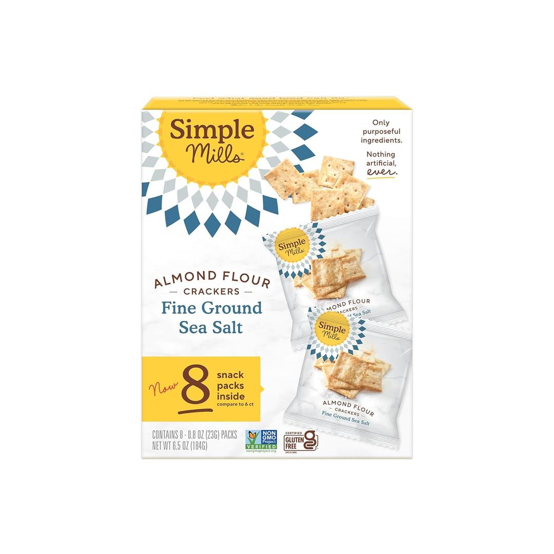 Simple Mills Almond Flour Crackers Snack Packs, Sea Salt, Healthy Snacks for Kids, Individual Packs, Gluten Free, 8 Ct (Pack of 1) (6.5 Ounce (Pack of 1))