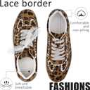 UBWDU Lace Fashion Ballet Sneakers for Women Trendy Cute Crochet Ribbon Lace-Up Casual Spring Shoes, 7, Leopard