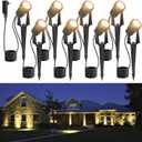 85.3FT LED Outdoor Landscape Spot Light Low Voltage, 24W Wired Uplight with Transformer, IP65 Waterproof Outside Plug-in lighting for Garden House Yard Tree Pathway, Warm White 3000K, Pack of 8