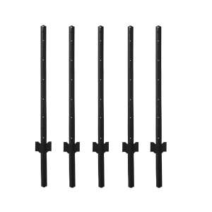 4 Feet Metal Fence Post Black, Pack of 5, for 36 Inch High Garden Welded Wire