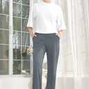 Bamans Dress Pants Women Bootcut Flare Leggings High Waisted Work Business Office Trousers Yoga Slacks with Pockets (Black, XS)