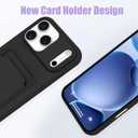 MZELQ Compatible with iPhone 17 Pro Case 2025 TPU Card Holder Wallet,Camera Protection + Screen Protector Soft Card Slot Phone Cover for Girls Women -Black