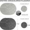 13" Round Placemats Set of 6 with Coasters, Reversible Faux Leather Heat-Resistant Table Mats, 100% Waterproof Oilproof Wipeable Double-Sided Place Mats for Indoor/Outdoor Use (Light Grey) ﻿ ﻿