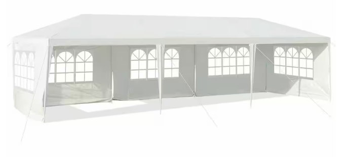10 ft. x 30 ft. White Party Wedding Tent Canopy Heavy-Duty Pavilion 5 Sidewall