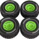 4pcs 65mm Rubber Tire Tyre 12mm 14301 14302 14303 1/14 for MJX for Hyper GO RC Car Upgrade Parts Accessories(Green)