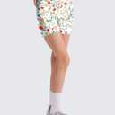 Girls Athletic Biker Shorts 4'' with Pockets, High Waisted Summer Outfit Shorts for Kids Clothes (Medium, Bunny and Flower)