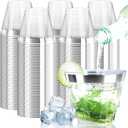 [200 Pack] 9oz Clear Plastic Cups with Silver Rimmed Sturdy & Food Safe Disposable Wine Glasses Party Wedding Disposable Drinking Cups Plastic Cocktail Glasses for Wine, Juice & Cold Beverages