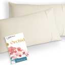 Carressa Linen Pillows Cases Standard Size Set of 2-1000 Series High Thread Count Egyptian Cotton Pillowcases Queen Size (Ivory), Soft, Sateen Weave Orchids Collection Luxury Hotel Pillow Cover