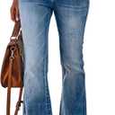 KUNMI Women's Flare Bell Bottom Jeans High Waisted Wide Leg Bootcut Jeans Stretchy Denim Pants (Blue, S)